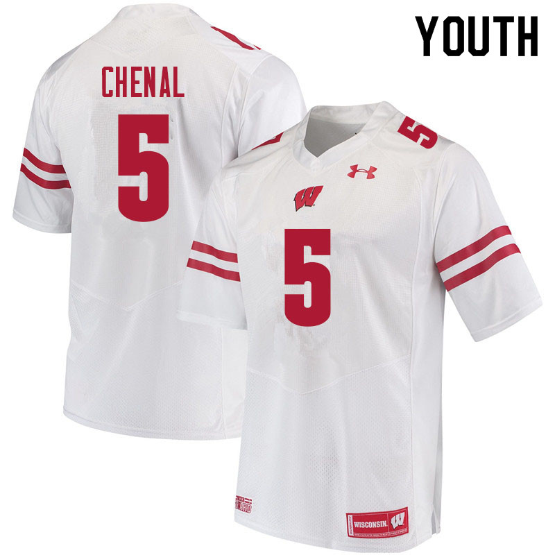 Wisconsin Badgers Youth #5 Leo Chenal NCAA Under Armour Authentic White College Stitched Football Jersey CI40L15OX